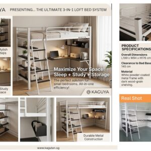 3-in-1 Space Saving Metal Loft Bed with Desk & Storage SG
