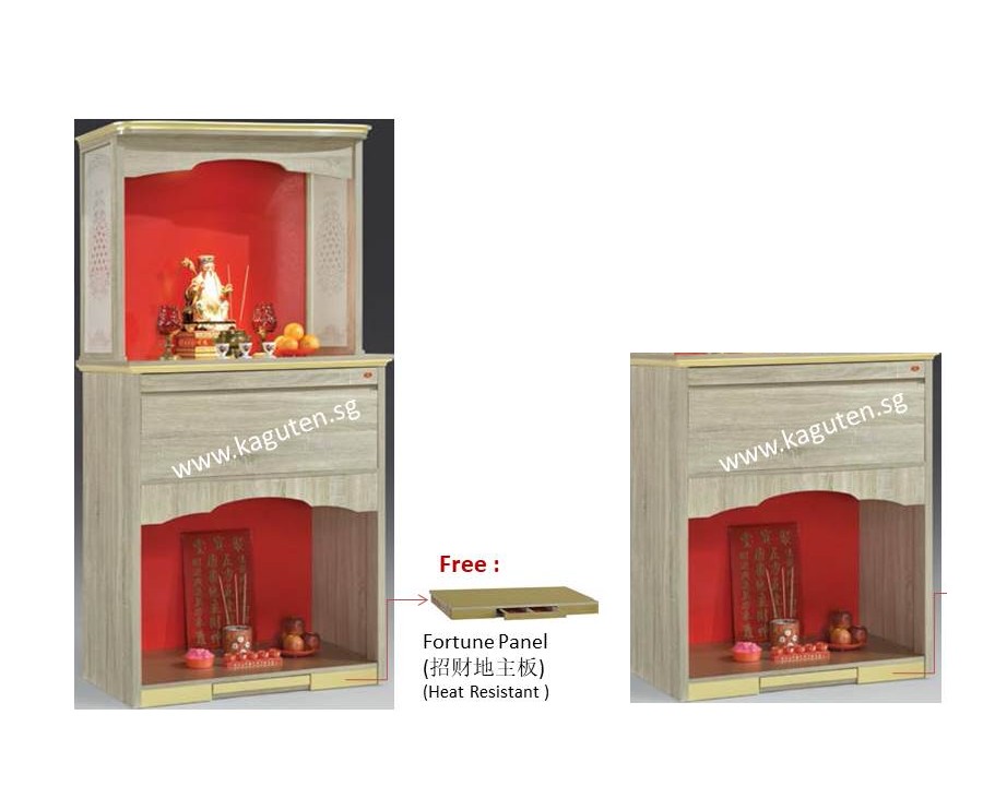 163-SK (3.5ft.) Chinese Altar KAGUYA <strong>Bottom Cabinet :</strong> L42-2/8″ D23.5″ H49-3/8″ (L107 D61 H127cm ) <span lang="en"><span style="font-family: Calibri;"><b><span style="color: #b81212;">Free : Heat Resistant Table Top</span></b></span></span> <span lang="en"><span style="font-family: Calibri;"><b><span style="color: #b81212;">Free : Heat Resistant Fortune Panel</span></b> @ </span></span><span style="font-family: Calibri;"><span lang="zh-cn">地主位 ( 招财地主板)</span></span> <strong>Bottom + Head Top :</strong> L42-2/8″ D23.5 H83″ (L107 D61 H211cm) <span lang="en"><span style="font-family: Calibri;"><b><span style="color: #b81212;">Free </span></b>LED Light @ Head Top</span></span> <strong>Product Information :</strong> Col: Beige / Wenge Solid Melamine Wood Pull Out Tray Cabinet for Storage *Change the colour of back panel +S$65 , please whatsapp : 9050 3508*