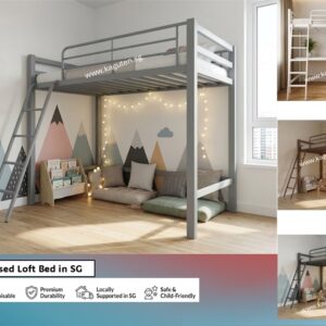 Custom Made Metal Loft Bed (L175 W80 H180cm) - Sturdy Space-Saving Bed for SG Homes