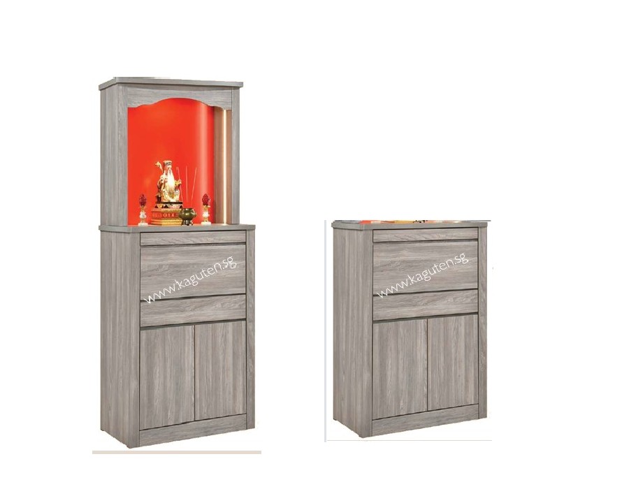 854-SM (3.5ft.) Chinese Altar KAGUYA <strong>Bottom Cabinet :</strong> L42″ D23.5″ H49″ (L107 D60 H125cm ) <span lang="en"><span style="font-family: Calibri;"><b><span style="color: #b81212;">Free : Clear Glass on Table Top</span></b></span></span> <span lang="en"><span style="font-family: Calibri;"><b><span style="color: #b81212;">Free </span></b>LED Strip Light @ </span></span><span style="font-family: Calibri;"><span lang="zh-cn">地主位</span></span> <strong>Bottom + Head Top :</strong> L42″ D23.5 H83″ (L107 D60 H211cm) <span lang="en"><span style="font-family: Calibri;"><b><span style="color: #b81212;">Free </span></b>LED Strip Light @ Head Top</span></span> <strong>Product Information :</strong> Col: Woodgrain Oak / Woodgrain Grey Solid Melamine Wood Pull Out Tray Cabinet for Storage