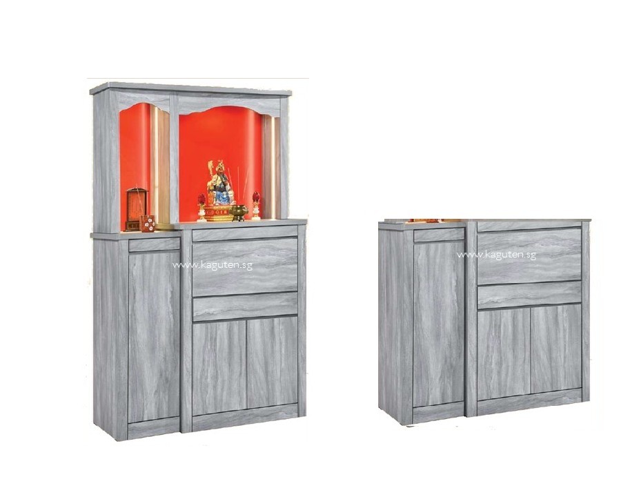 861-SM (4.5ft.) Chinese Altar - 2 in 1 KAGUYA <strong>Bottom Cabinet :</strong> L52″ D23.5″ H49″ (L132 D60 H125cm ) <span lang="en"><span style="font-family: Calibri;"><b><span style="color: #b81212;">Free : Clear Glass on Table Top</span></b></span></span> <span lang="en"><span style="font-family: Calibri;"><b><span style="color: #b81212;">Free </span></b>LED Strip Light @ </span></span><span style="font-family: Calibri;"><span lang="zh-cn">地主位</span></span> <strong>Bottom + Head Top :</strong> L52″ D23.5 H83″ (L132 D60 H211cm) <span lang="en"><span style="font-family: Calibri;"><b><span style="color: #b81212;">Free </span></b>LED Strip Light @ Head Top</span></span> <strong>Product Information :</strong> Col: Woodgrain Oak / Woodgrain Grey Solid Melamine Wood Pull Out Tray Cabinet for Storage