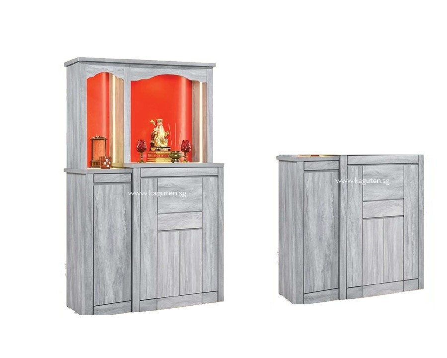 867-SM (5.5ft.) Chinese Altar - 2 in 1 KAGUYA <strong>Bottom Cabinet :</strong> L67″ D23.5″ H49″ (L170 D60 H125cm ) <span lang="en"><span style="font-family: Calibri;"><b><span style="color: #b81212;">Free : Clear Glass on Table Top</span></b></span></span> <span lang="en"><span style="font-family: Calibri;"><b><span style="color: #b81212;">Free </span></b>LED Strip Light @ </span></span><span style="font-family: Calibri;"><span lang="zh-cn">地主位</span></span> <strong>Bottom + Head Top :</strong> L67″ D23.5 H83″ (L170 D60 H211cm) <span lang="en"><span style="font-family: Calibri;"><b><span style="color: #b81212;">Free </span></b>LED Strip Light @ Head Top</span></span> <strong>Product Information :</strong> Col: Woodgrain Oak / Woodgrain Grey Solid Melamine Wood Pull Out Tray Cabinet for Storage
