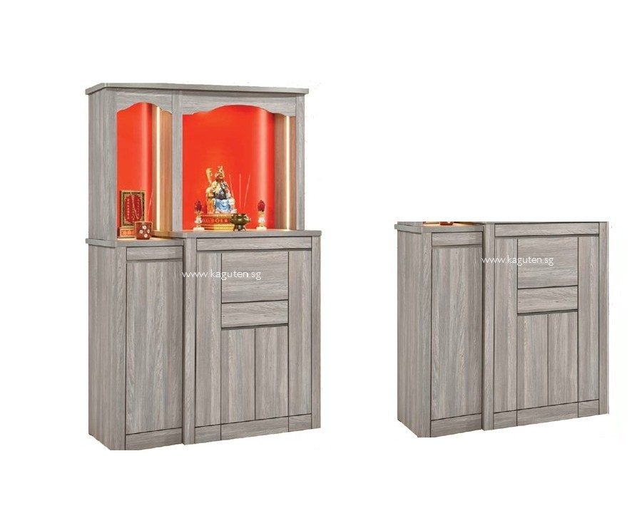 867-SM (5.5ft.) Chinese Altar - 2 in 1 KAGUYA <strong>Bottom Cabinet :</strong> L67″ D23.5″ H49″ (L170 D60 H125cm ) <span lang="en"><span style="font-family: Calibri;"><b><span style="color: #b81212;">Free : Clear Glass on Table Top</span></b></span></span> <span lang="en"><span style="font-family: Calibri;"><b><span style="color: #b81212;">Free </span></b>LED Strip Light @ </span></span><span style="font-family: Calibri;"><span lang="zh-cn">地主位</span></span> <strong>Bottom + Head Top :</strong> L67″ D23.5 H83″ (L170 D60 H211cm) <span lang="en"><span style="font-family: Calibri;"><b><span style="color: #b81212;">Free </span></b>LED Strip Light @ Head Top</span></span> <strong>Product Information :</strong> Col: Woodgrain Oak / Woodgrain Grey Solid Melamine Wood Pull Out Tray Cabinet for Storage