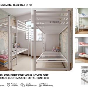 Custom Metal Bunk Bed L175xW80xH180cm | SG Space-Saving Bed