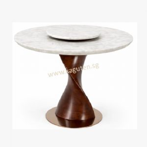 4.5ft Marble Dining Table with Free Lazy Susan | 4-6 Seater Round Dining Table SG